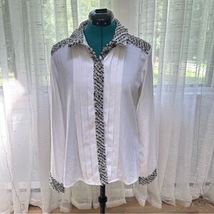 Cistar New York Tweed Trim Blouse